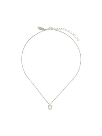 Ferragamo Silver Gancini Crystal necklace