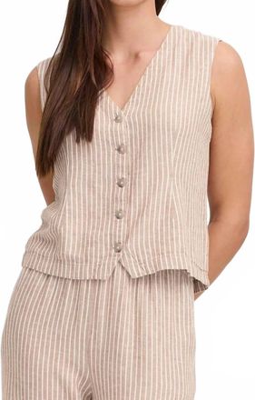 b.young Quiet Afternoon Vest In Toffee Stripe