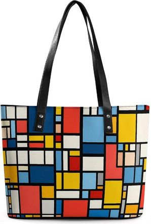 Generic Red Blue And Yellow Mondrian Style Tote Bags for Women Cute Shoulder Purses Handbags
