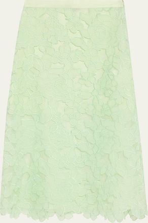 Kiton Floral Embroidered Applique Midi Skirt