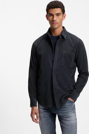 Boss Orange by Hugo Boss Mens Regular Fit Long Sleeve Logo Detail Shirt in Charcoal Cotton - Size X-Large