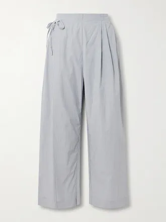 Deiji Studios Pantaloni A Gamba Larga In Popeline Di Cotone Biologico A Righe - Blu