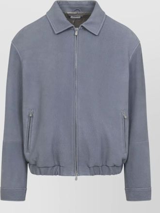 Brunello Cucinelli leather jacket collared elasticated hem long sleeves