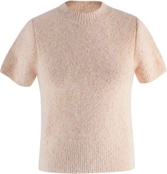 Sandro Peach Short Sleeve Alpaca Blend Jumper Size M