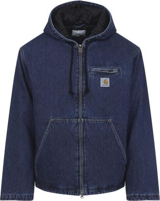 Carhartt Work in Progress Blue Logo Zip Hooded Jacket