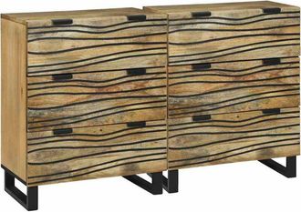 vidaXL Vidaxl - Tableros Lateral 2 Pcs Marr&oacute;n Mediano Madera De Mango Maciza