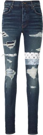 Amiri Paisley MA Art Patch Straight Fit diep klassieke blauwe denim jeans