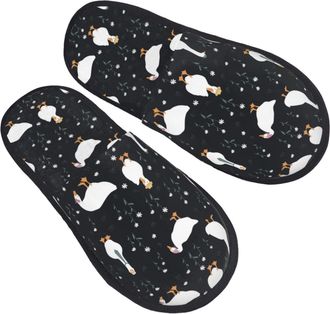 Generic Fluffy Slipper Goose Print Fluffy Womens Slippers Plush Breathable Winter Slippers Winter Indoor M