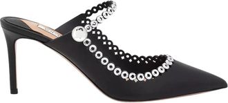 Aquazzura Zwarte kristal stiletto muiltjes Carnaval - Dames - Muiltjes - Zwart - 36 1/2 EU - Schoenen