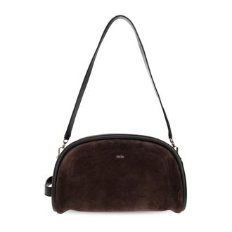 Max Mara Bolso de hombro de ante con logo - Bags - Mujer - Marr&oacute;n - ONE SIZE