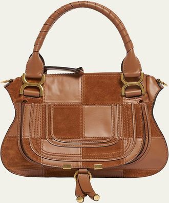 Chlo&eacute; Marcie Medium Saddle Shoulder Bag in Patchwork Leather