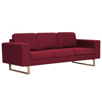 vidaXL Vidaxl - Divano A 3 Posti In Tessuto Rosso Vino