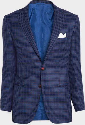 Kiton Mens Soft Cashmere Multi-Check Sport Coat