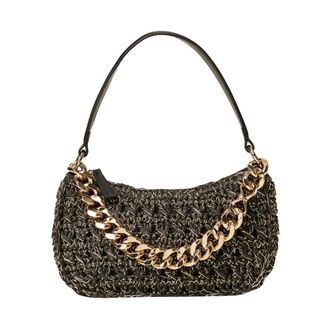 Twinset Crocheted Raffia Shoulder Bag - female - Twinset - Shoulder Bags - Black - ONE SIZE - Bags