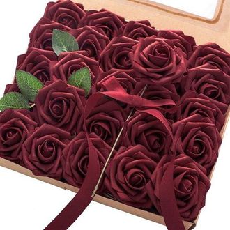 OEM 25 Rosas Artificiales Con Tallo, Sueltas, Ideales Para Ramos De Novia, Decoraci&oacute;n De Mesas Y Despedidas De Soltera. Color Rosa