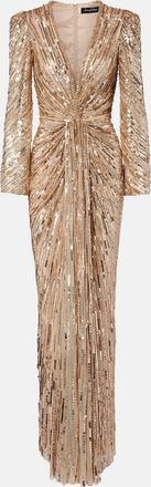 Jenny Packham Abito lungo Darcy con paillettes