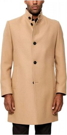 HUGO BOSS Single-Breasted Coat - Heren - Mantel - Beige - L - Leer - Jassen