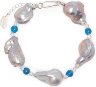 Gohar Bracciale Host in argento sterling con perle - Blu