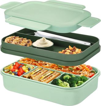 OEM Fiambrera Para Adultos, Caja Bento De 2000 Ml Con Compartimentos, Fiambrera Para Adultos, Caja De Pan Con Cubiertos, Caja Para Aperitivos, Caja Para S
