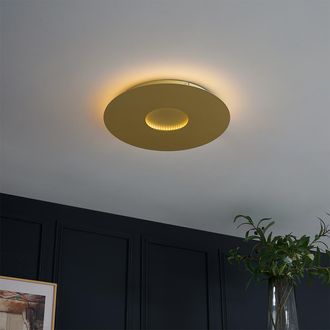 QAZQA Moderno L&aacute;mpara De Techo Moderna Dorada De 40 Cm Con Led Regulable En 3 Pasos - Morning Acero Redonda Incluye Led Max. 1 X 18 Watt - Qazqa