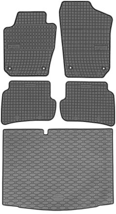 OEM Skoda Fabia Iii Hatchback (11/2014-08/2021) - Juego De Alfombrillas De Goma Para Coche + Alfombrilla Para Maletero
