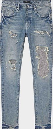 Purple Men & apos;s Skinny Beaded Repair Jeans