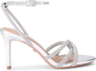 Kurt Geiger Womens Abra Heel Sandals - Silver Fabric - Size UK 4