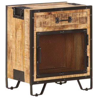 vidaXL Vidaxl - Mesita De Noche Madera Maciza De Mango Sin Tratar 43x30x51 Cm