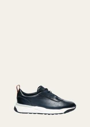 Santoni Mens Innova Velatura Leather Sneakers