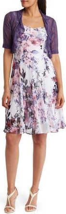 Connected Chiffon Dress & Ruffle Jacket Set in Iris at Nordstrom Rack, Size 6