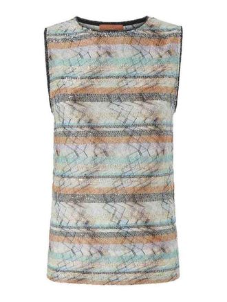 Missoni Striped Top In Beige/Blue/Multicolor