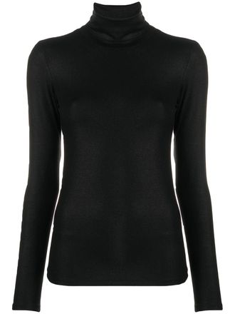 Majestic Filatures Lurex top met col - Zwart