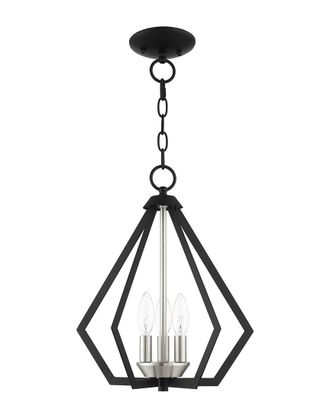 Livex Lighting 3-Light Black With Brushed Nickel Cluster Convertible Semi Flush Pendant