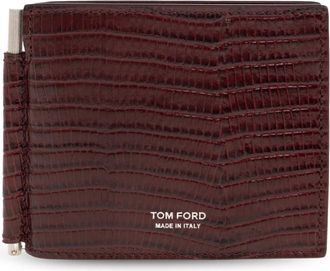 Tom Ford Accessoires, Heren, Rood, ONE Size, Leer, Leren Portemonnee met Geldclip