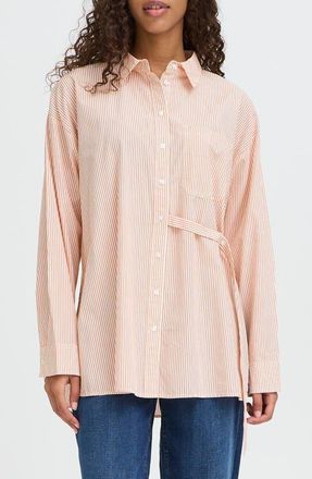 Ichi Ihfluca Stripe Shirt in Burnt Ochre Stripe at Nordstrom, Size 12 Us