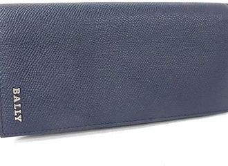 Bally Navy Leather Long Wallet (Bi-Fold) (Pre-Owned)