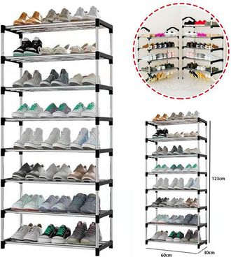 Trade Shop Trade Shop - Scarpiera Scaffale Multiuso 8 Ripiani In Metallo Salvaspazio 123x30x60cm