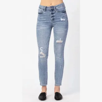 Judy Blue Jamar High Waist Destroy Skinny Jeans - Plus In Light Blue