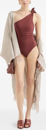 Brunello Cucinelli Brunello Cucinelli Womens One-shoulder Swimsuit - Brown Nylon - Size EU 44 (Womens)
