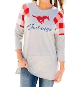 Gameday Couture Smu Get In Check Tunic In Grey/red