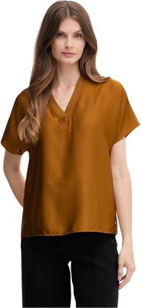 Joseph Ribkoff V-hals Blouse - Dames - Blouses - Bruin - XS - Polyester - Overhemden