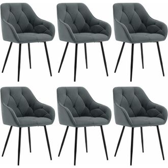 Woltu Set 6 Sedie Moderne da Cucina o Soggiorno in Velluto con Gambe in Metallo Grigio Scuro - Woltu