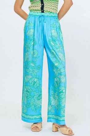 Current Air Aylani Paisley Print Pants In Blue