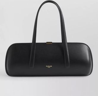 MUGLER spiral curve leather clutch bag