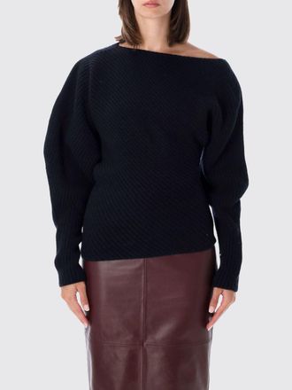 Alberta Ferretti Draped Wool and Silk Jumper with Asymmetric Neckline