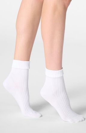 Orobl&ugrave; Cotton Blend Rib Crew Socks in White at Nordstrom