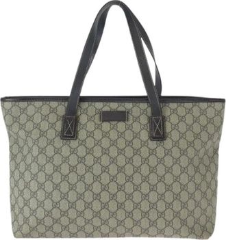 Gucci Pre-owned Tote Bags, female, Beige, Size: ONE SIZE Pre-owned GG Supreme Canvas Leather Tote Bag