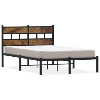 Berkfield Home Metal Bed Frame without Mattress Smoked Oak 120x200 cm in Brown