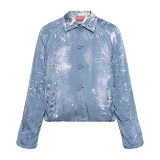 Diesel J-Orion-Plain Jacket - Heren - Zomerjassen - Blauw - L - Satijn - Jassen