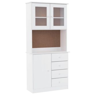 Berkfield Home Highboard ALTA White 77x35x165 cm Solid Wood Pine | Size: 77 x 35 x 165 cm